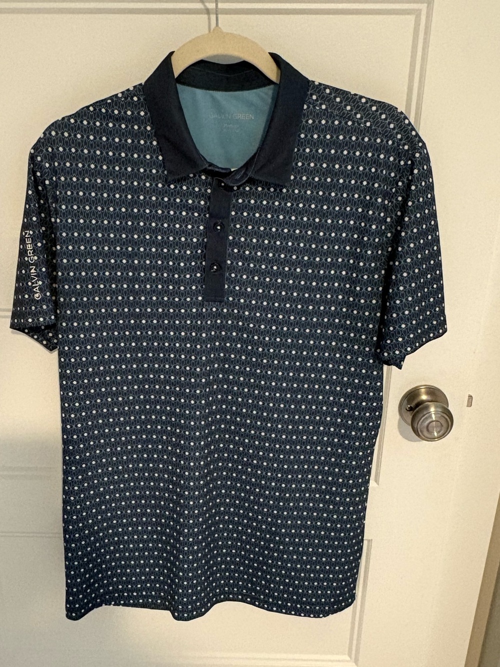 Galvin Green Men's Navy Patterned Polo Shirt